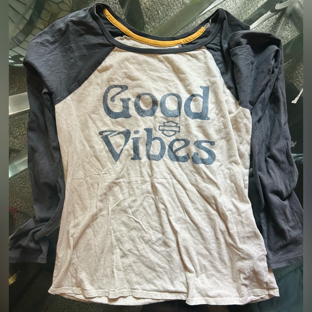 Harley Davidson “Good Vibes” Women’s Cotton Raglan Tee